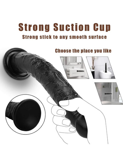 Realistic Dildo with Small Glans, Balls-Free 13.4 Inch Big Dildo Black Jelly Dildo with Strong Suction Cup, Adult Product Sex Toy for WomenTop