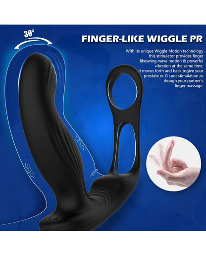 Massager Anal Vibrator and Penis Ring, 4-in-1 Anal Plug Sex Toy Anal Dildo with 10 Vibration Settings and Swinging Movements Adult Toy, Homosexual Toy