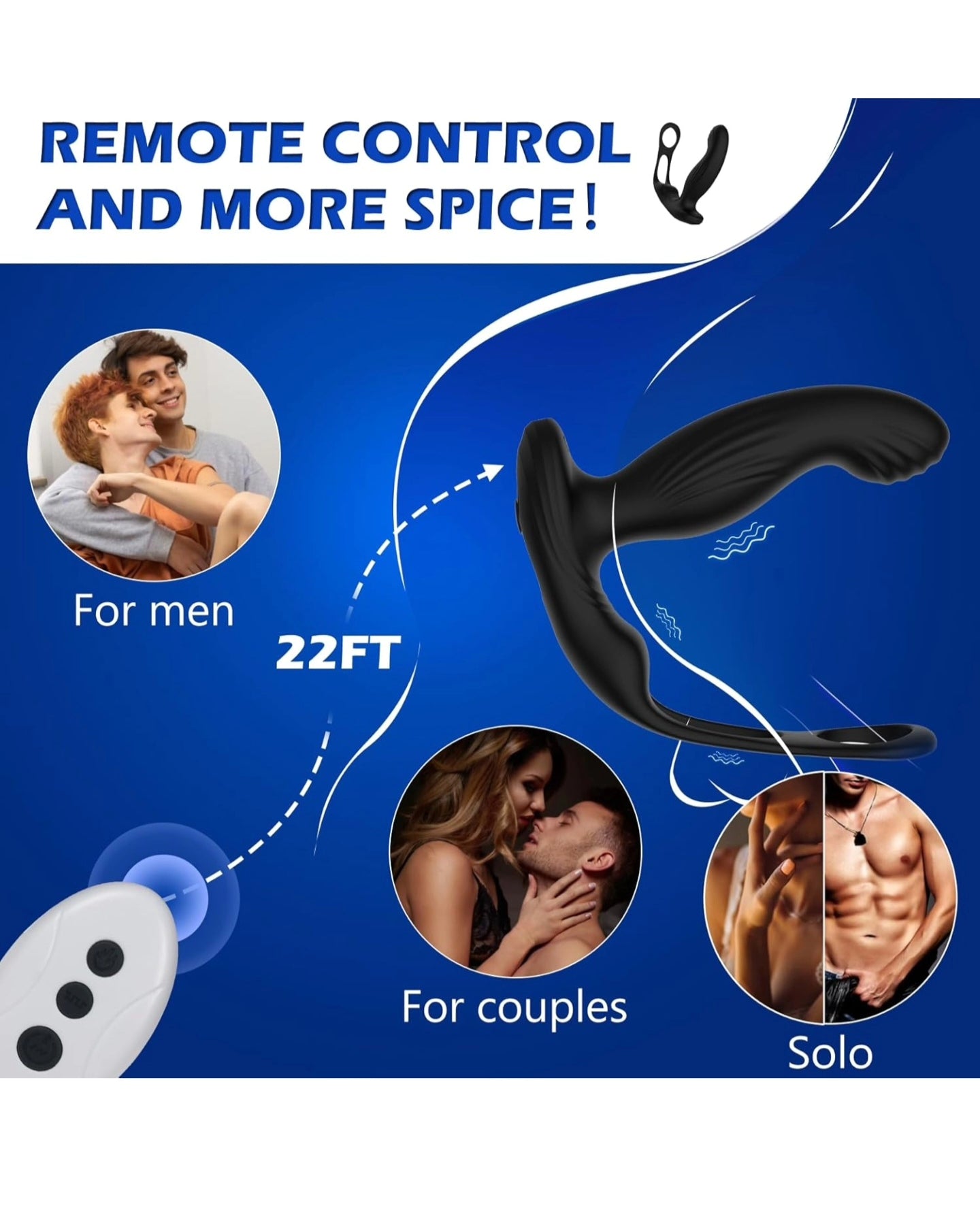 Massager Anal Vibrator and Penis Ring, 4-in-1 Anal Plug Sex Toy Anal Dildo with 10 Vibration Settings and Swinging Movements Adult Toy, Homosexual Toy