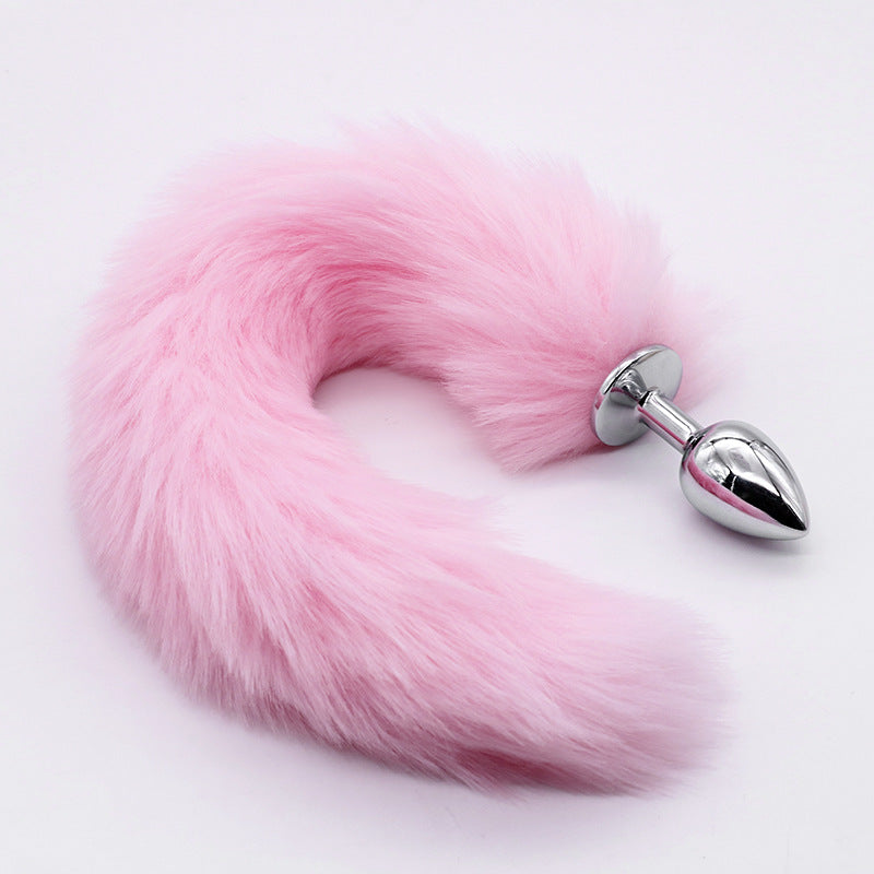 Sexy Fox Tail Cosplay Medium [3.4cm width] Anal Plug Anal Butt Plug Adult Sex Toys for Women Men Couple Stainless Steel Anal Plug (Black, Pink, Purple, Red)