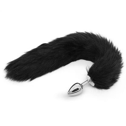 Sexy Fox Tail Cosplay Medium [3.4cm width] Anal Plug Anal Butt Plug Adult Sex Toys for Women Men Couple Stainless Steel Anal Plug (Black, Pink, Purple, Red)