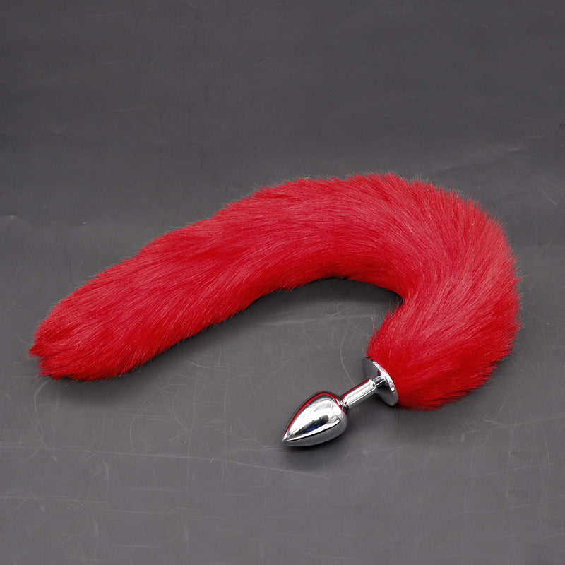 Sexy Fox Tail Cosplay Medium [3.4cm width] Anal Plug Anal Butt Plug Adult Sex Toys for Women Men Couple Stainless Steel Anal Plug (Black, Pink, Purple, Red)