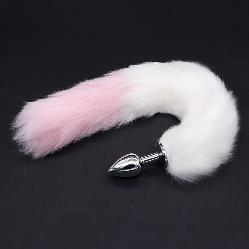 Sexy Fox Tail Cosplay Medium [3.4cm width] Anal Plug Anal Butt Plug Adult Sex Toys for Women Men Couple Stainless Steel Anal Plug (Black, Pink, Purple, Red)