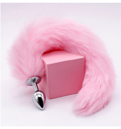 Sexy Fox Tail Cosplay Medium [3.4cm width] Anal Plug Anal Butt Plug Adult Sex Toys for Women Men Couple Stainless Steel Anal Plug (Black, Pink, Purple, Red)