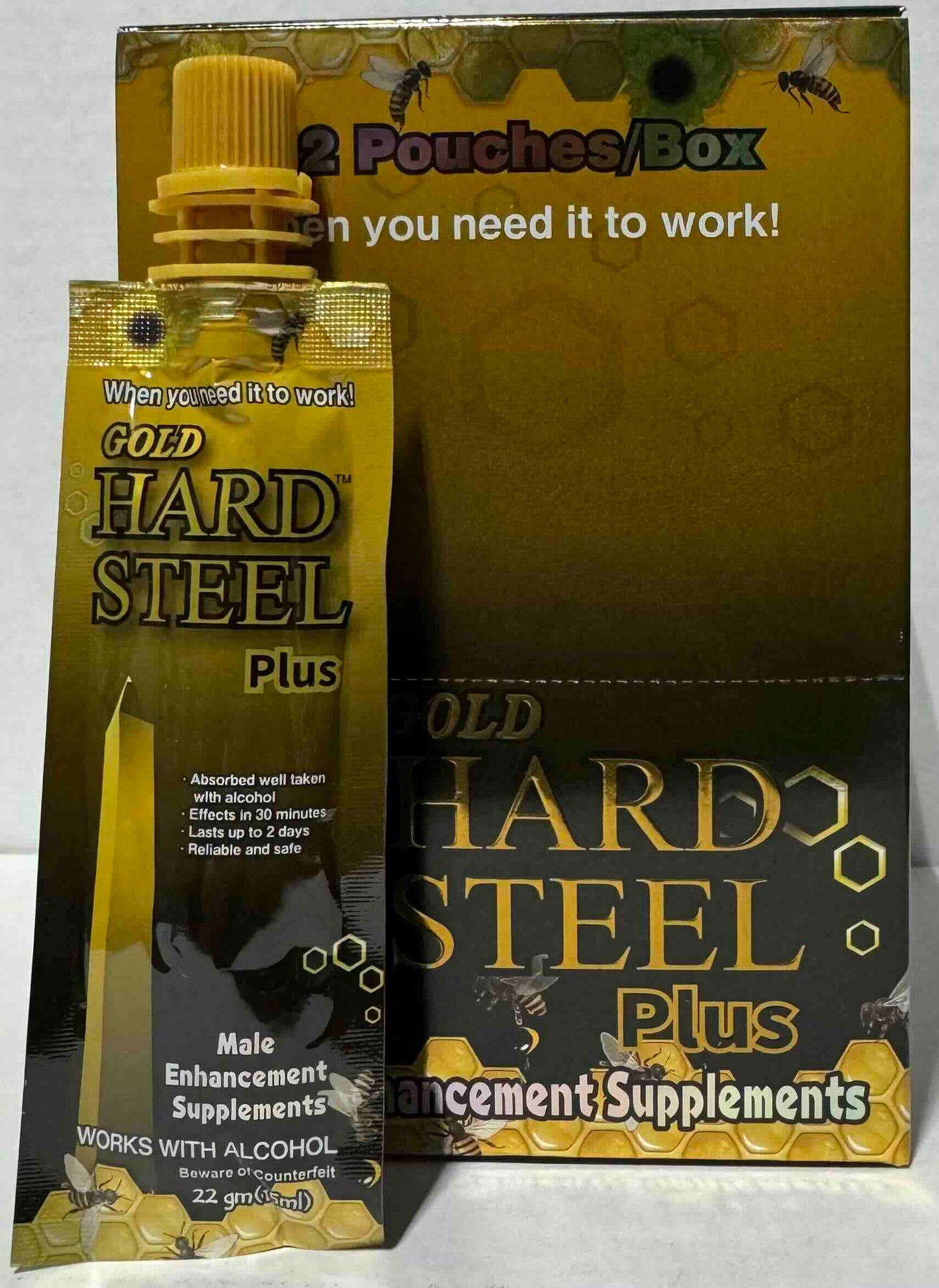 Hard Steel Gold Male Enhancement Screw Pack Pouch