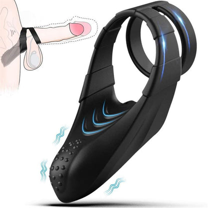 Dual Cock Ring Vibrator, Dual Motor Cock Ring for Penis Erection, Penis Stimulator with 10 Vibration Modes, Penis Erection Massager Toys for Couples