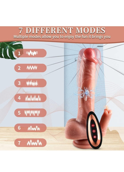 8.2" Realistic Vibrating Dildo for Women with 10 Licking & 10 Vibration Modes for Hands-Free Play, Remote Control