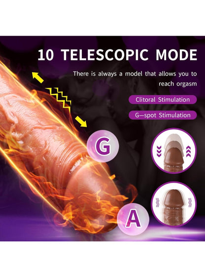 Realistic Thrusting Dildo, Heated Dildo Vibrator Sex Machine for Women Couple, 7.52 inches Vaginal/ Anal Dildo with 10 Thrusting & 10 Vibrating Modes for G Spot Sex Toys