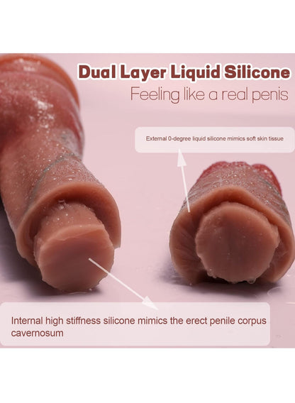 Realistic Dildos Feels Like Skin, 10.5 Inch Silicone Dildo with Strong Suction Cup for Hands-Free Play, Lifelike Dildo with Big Balls Fake Penis for Anal Play, Adult Sex Toys for Women and Men Orgasm