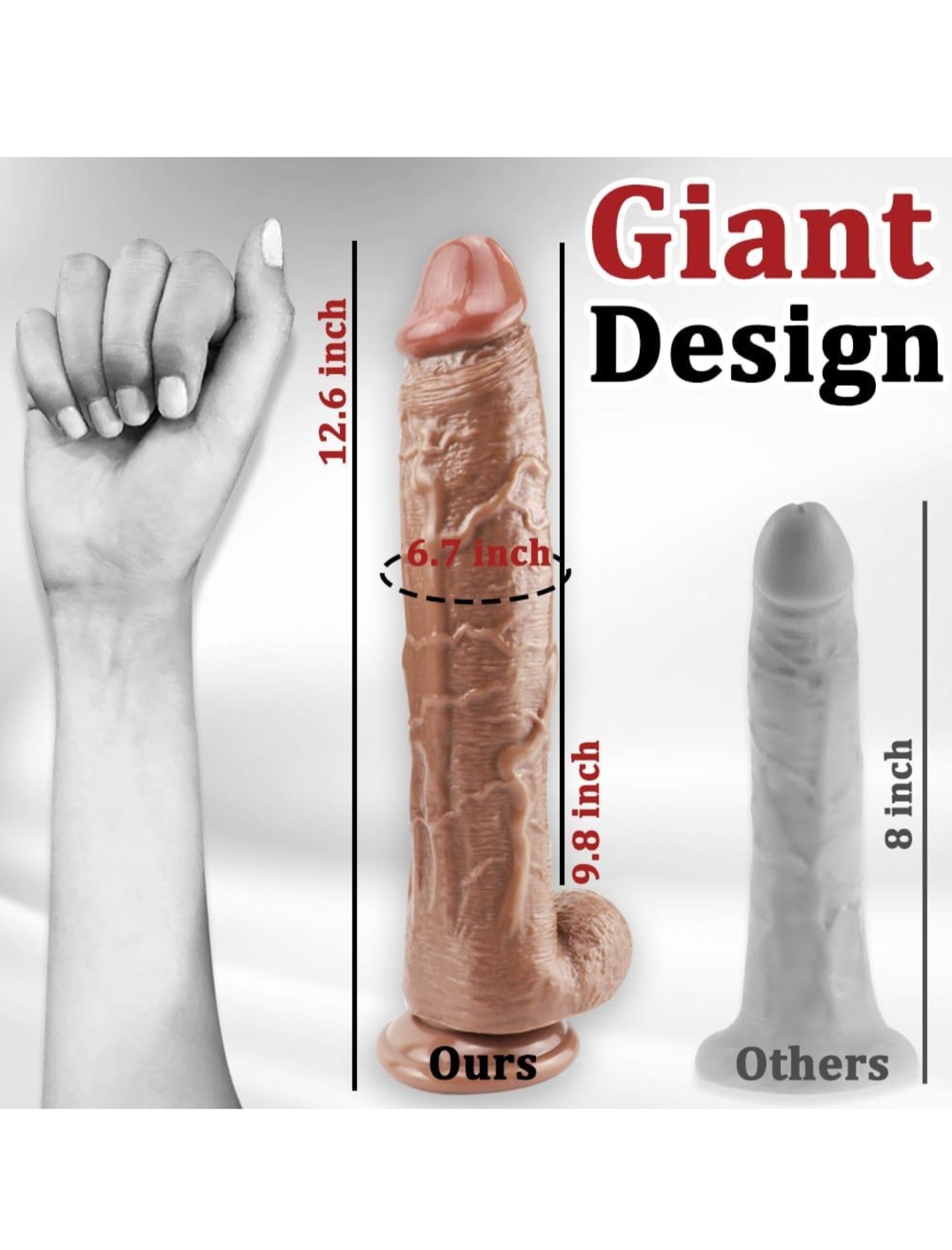 12.6 Inch Realistic Huge Dildo Sex Toy for Women Men Couples Hands-Free, Thick Big Dildo with Strong Suction Cup Adult Sex Toy for Vaginal G-Spot & Anal Play