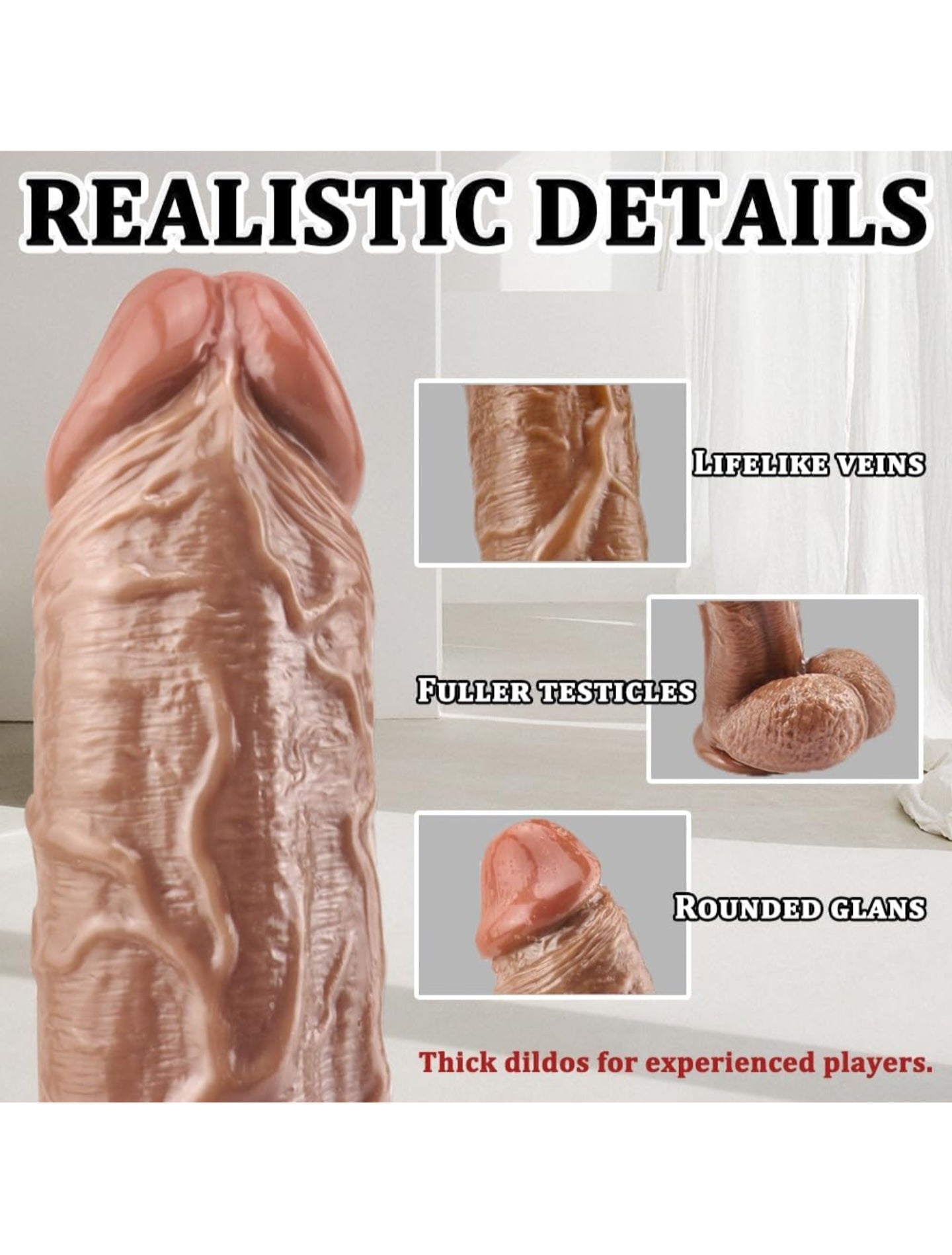 12.6 Inch Realistic Huge Dildo Sex Toy for Women Men Couples Hands-Free, Thick Big Dildo with Strong Suction Cup Adult Sex Toy for Vaginal G-Spot & Anal Play