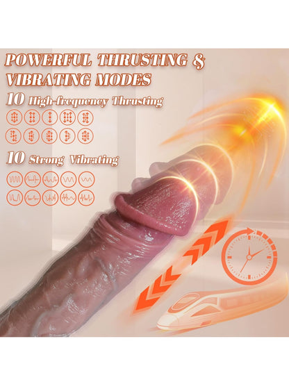 Thrusting Dildo Vibrator Sex Toys - Realistic G-Spot Silicone Suction Cup Vibrating Dildos with 10 Modes for Anal Vagina Sex Stimulation, Remote Control Adult Sex Toys & Games for Women Couples 8.4"