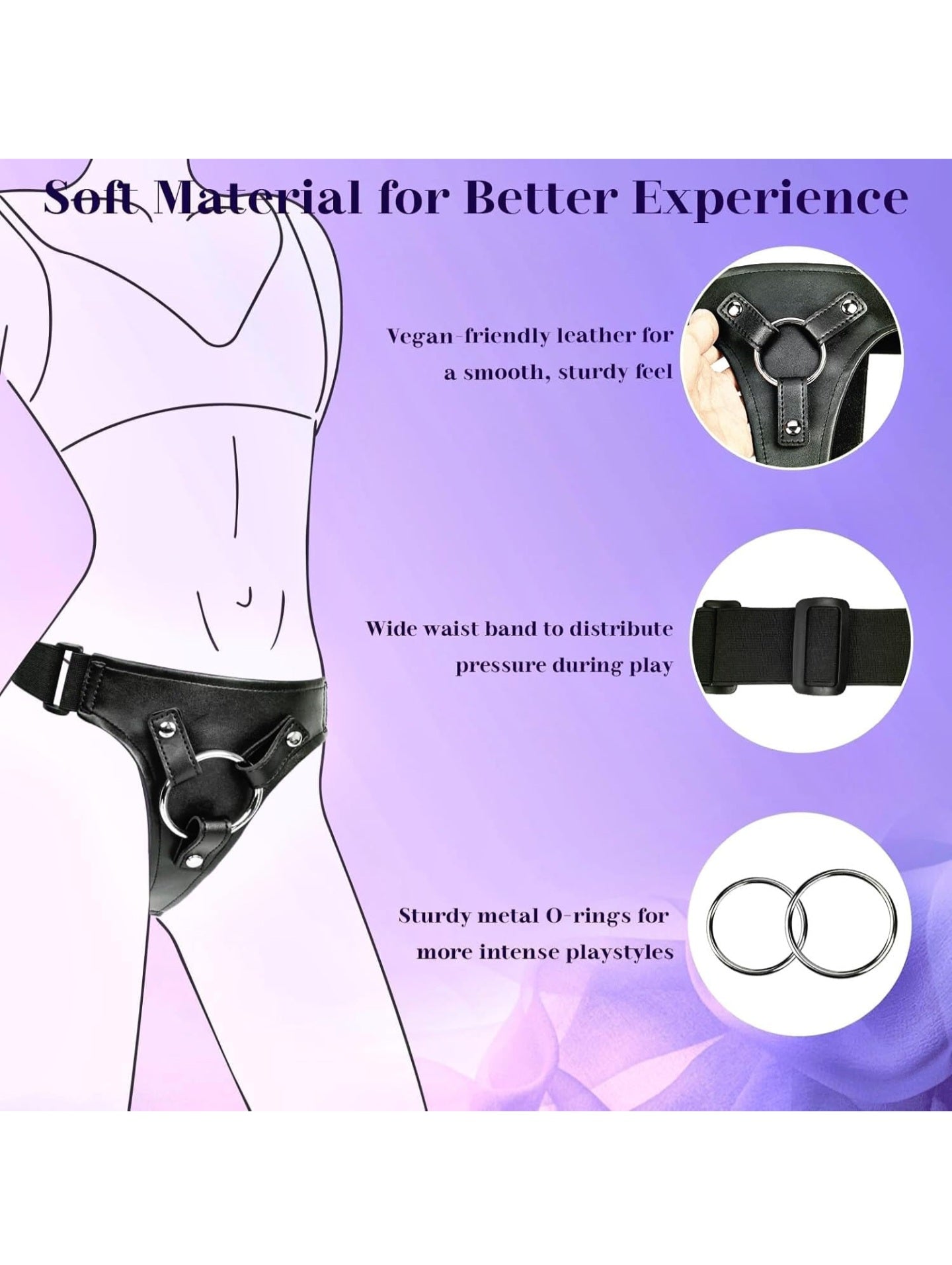 Strap-on Dildo Adult Sex Toys - Wearable Strap On Dildo Sex Toy for Men Women Couples, 7 Inch Realistic Silicone Anal Dildo Penis G-Spot Stimulator Sex Toys for Women Lesbian Couple Beginner Purple