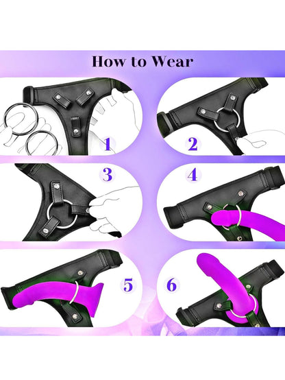 Strap-on Dildo Adult Sex Toys - Wearable Strap On Dildo Sex Toy for Men Women Couples, 7 Inch Realistic Silicone Anal Dildo Penis G-Spot Stimulator Sex Toys for Women Lesbian Couple Beginner Purple