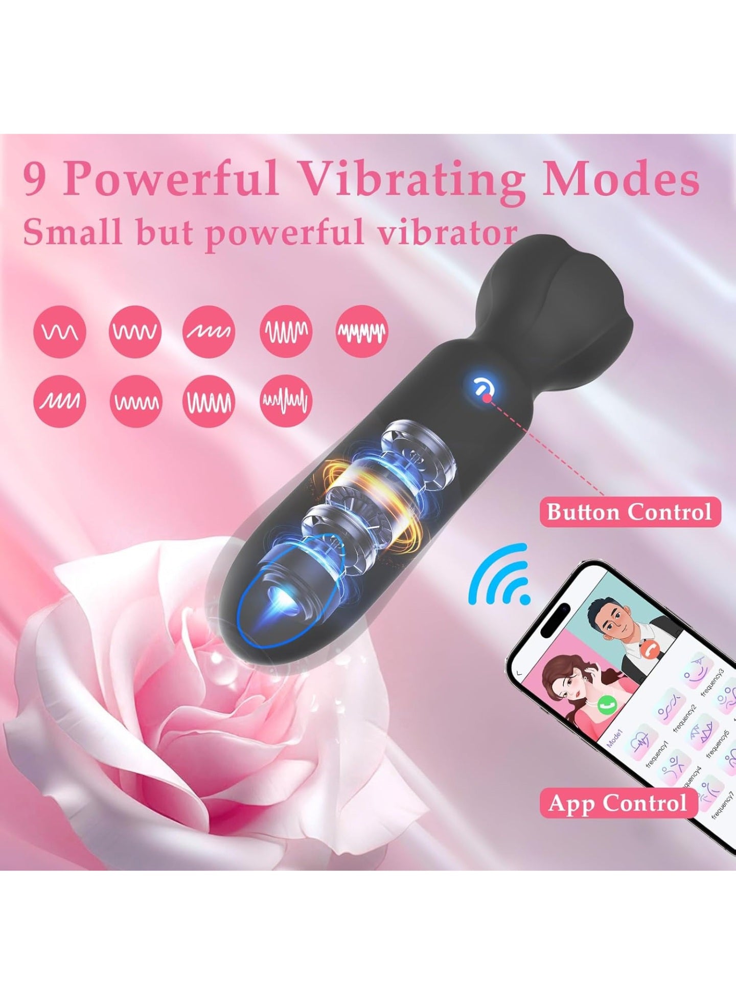 Mini Bullet Vibrator Adult Toys - Vibrators App Controlled Female Sex Toys with 9 Vibration Modes, Lipstick G Spot Dildo Clitoral Vibrator, Long Distance Discreet Vibrator for Women & Couples (Black)