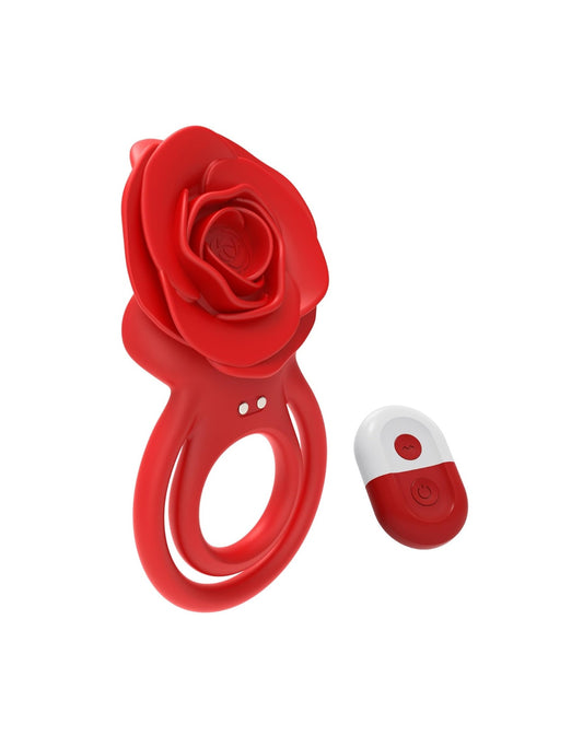 Rose Vibrating Cock Ring with Tongue Tickler for Couples Sex Pleasure, Vibrating Penis Ring 10 Strong Vibration Double Ring Erection Vibrator Ring Adult Sex Toys for Men Women