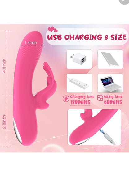 Rabbit Vibrator Dildo Dual Motors 10 Vibration Modes G Spot Clitoral Stimulator Rechargeable Silicone Waterproof Dildos Sex Adult Toys for Women and Couple