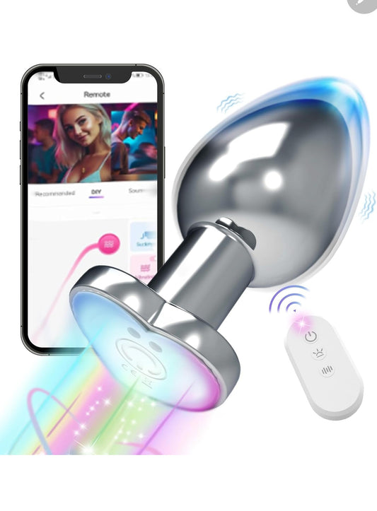 Vibrating Butt Plug with App Remote Control 9 Vibrating Modes & Heart Shaped Colorful Light Up Base, Anal Plug Prostate Massager, Anal Vibrator Adult Sex Toy for Men Women, Couples