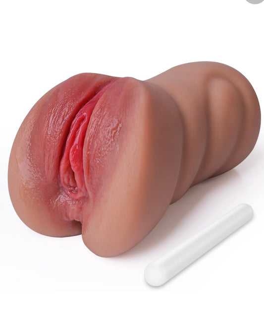 REALISTIC VAGINA & ASS: Resembling the softest skin, this 2 in 1masturbator feels lifelike to the touch and is adorned with super realistic detailing including lovely lips and a petite penetrable ass.
2 SEPARATED CHANNELS:Two closed-ended sleeve features