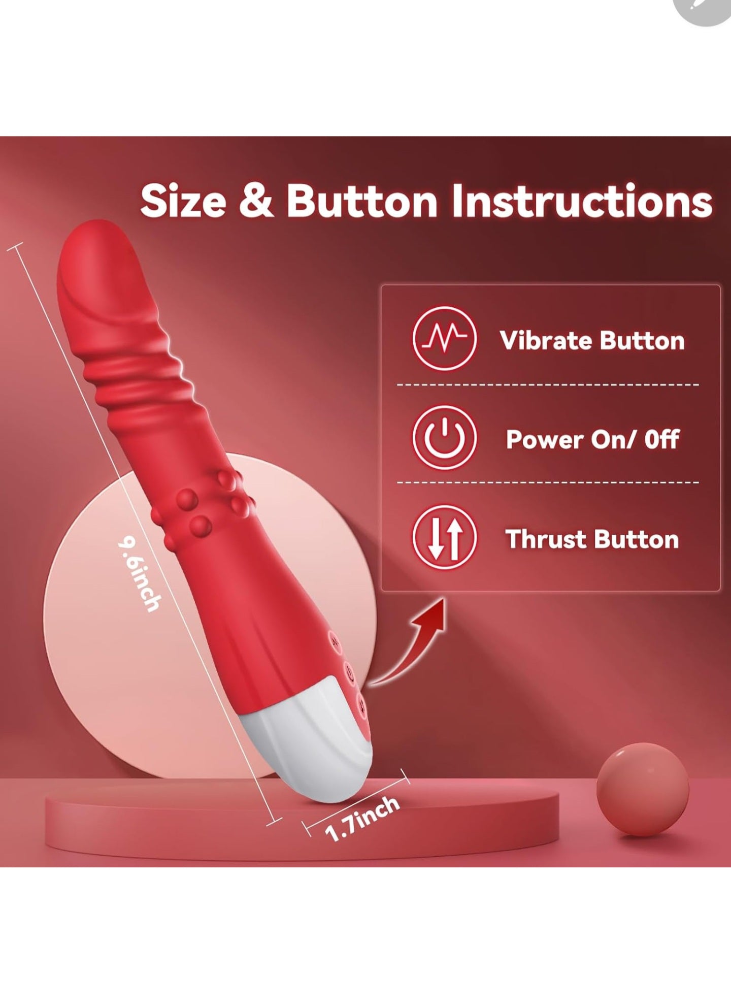 Thrusting Dildo Vibrator Sex Toys | 9.6" Sex Machine Dildos with Rotating Balls | 3 in 1 Adult Toys with 6 Thrust & Rotation *10 Vibration Modes | Adult Sex Toy Vibrators for Women Couples Pleasure B