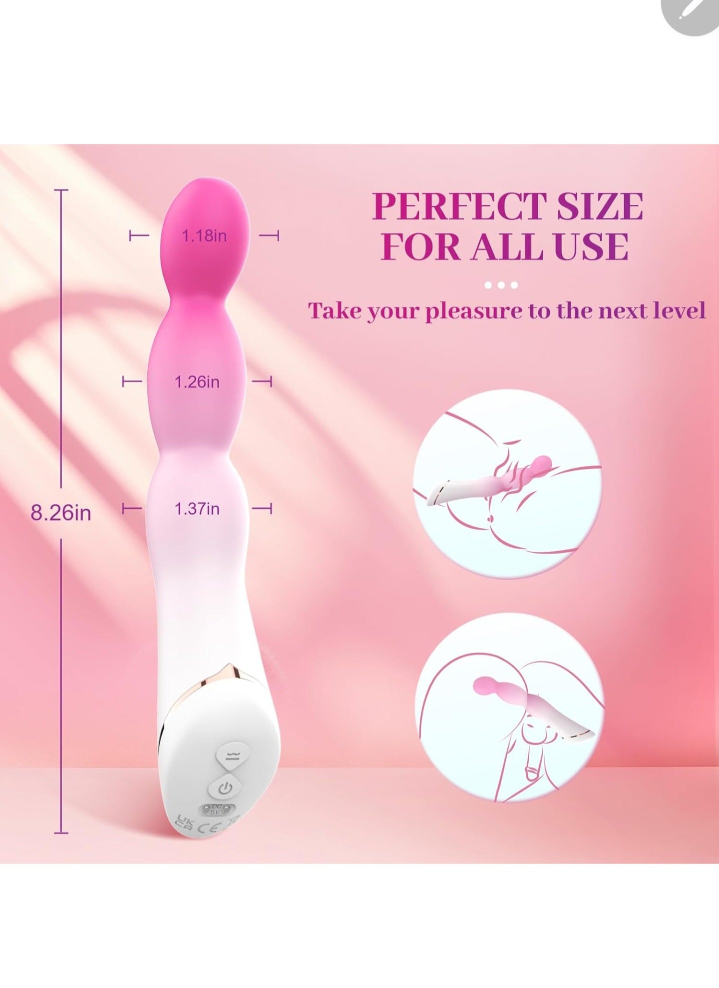 Sex Toys for Men, Vibrating Anal Beads, Silicone Anal/ Prostate/ Vagina Massager Vibrator, Adult Sex Toy with 9 Vibration Modes, Waterproof G-spot Stimulator for Women Couples