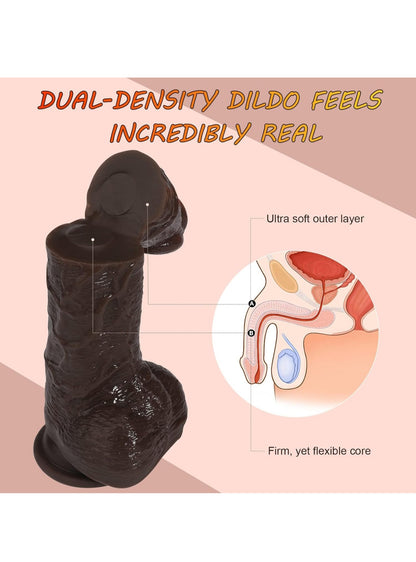 Realistic Dildo Dual Density Silicone G Spot Dildo for Women Pleasure, Ultra Soft Penis Dildo Suction Cup Thick Dildo Adult Sex Toy Lifelike Cock for Vaginal Stimulation