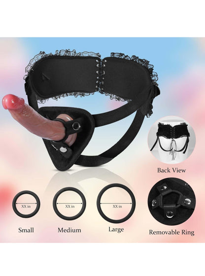 Strap On Dildo Realistic Sex Toys: Wearable Strap On Anal Dildo with Adjustable Removable Lace Harness, Realistic Sex Silicone Dildo for Lesbian Women Men Couple, Pegging Adult Sex Toys & Games