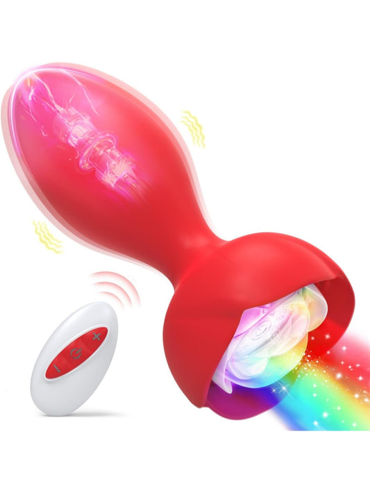 Vibrating Butt Plug Anal Sex Toys, 360° Rotating Anal Plug Vibrator with APP Remote Control & 9 Vibrating Modes, Small Roes Sex Toy G Spot Butt Plug Vibrator for Beginners & Couple Sex Games