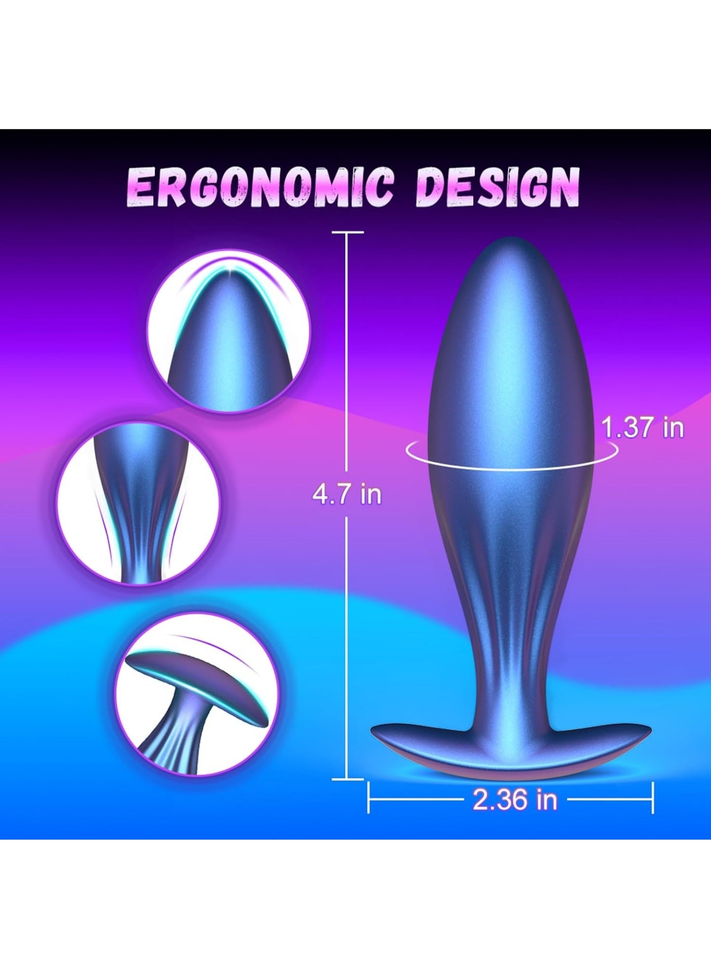 4.7 Inch Soft Silicone Anal Plugs Prostate Massager, Big Butt Plug Wearable for Comfortable Long-Term Wear, Sex Toy with Curved Base for Women & Men, Anal Trainer Sex Games