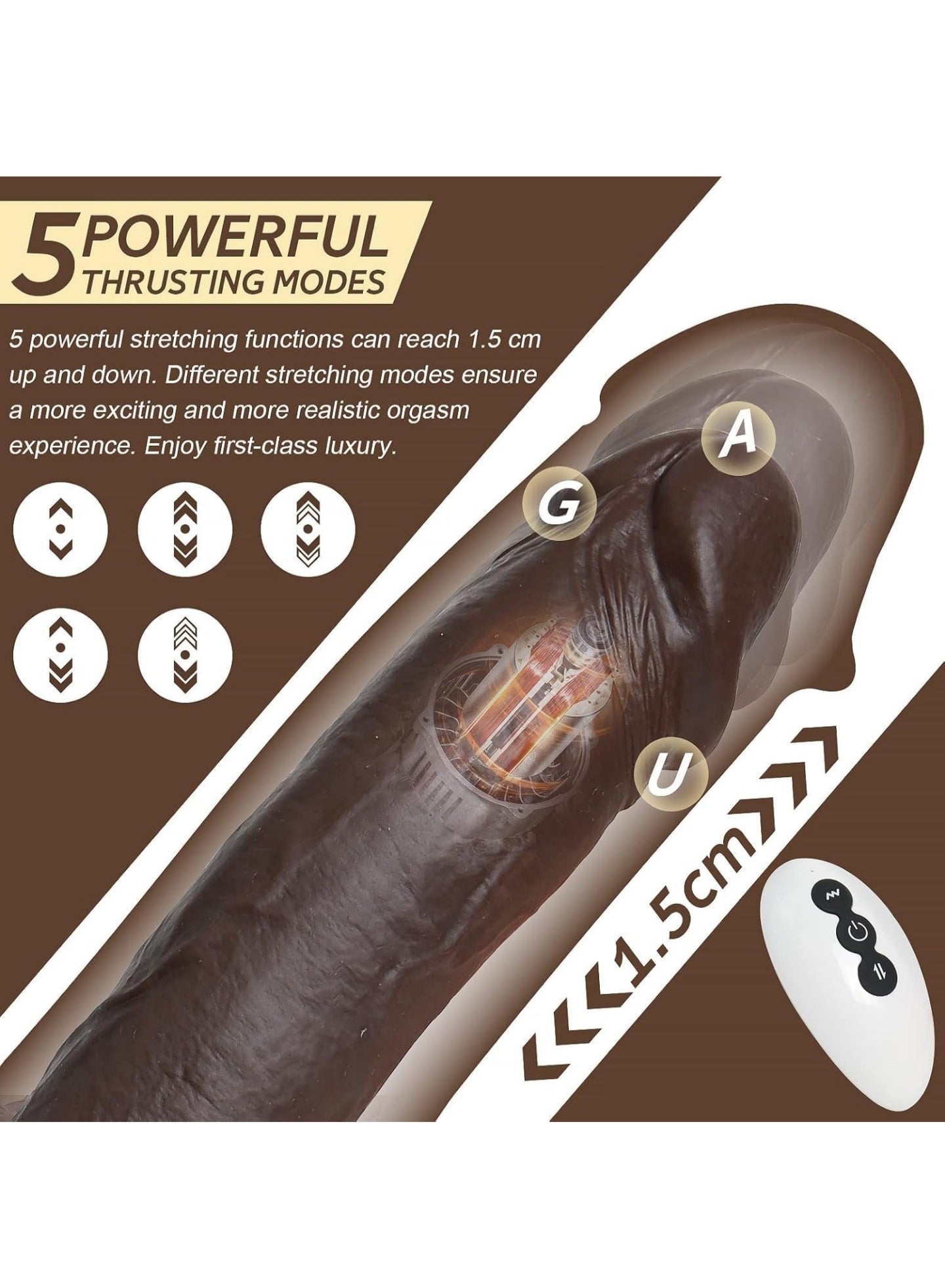 9 inch Thrusting Dildo Vibrator Sex Toy for Women, Black Realistic Vibrating Dildo w/5 Thrusts & 8 Vibrations, Strong Suction Cup Silicone Dildo