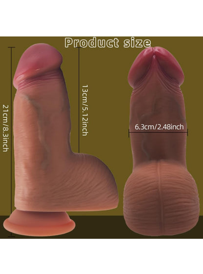 Huge Thick Dildo Sex Toy, Tracrod 2.48'' Diameter Adult Realistic Silicone Dildo with Strong Suction Cup for Vaginal G-spot Stimulation, Adult Toys for Men Women Couple Gay Pleasure (Flesh)