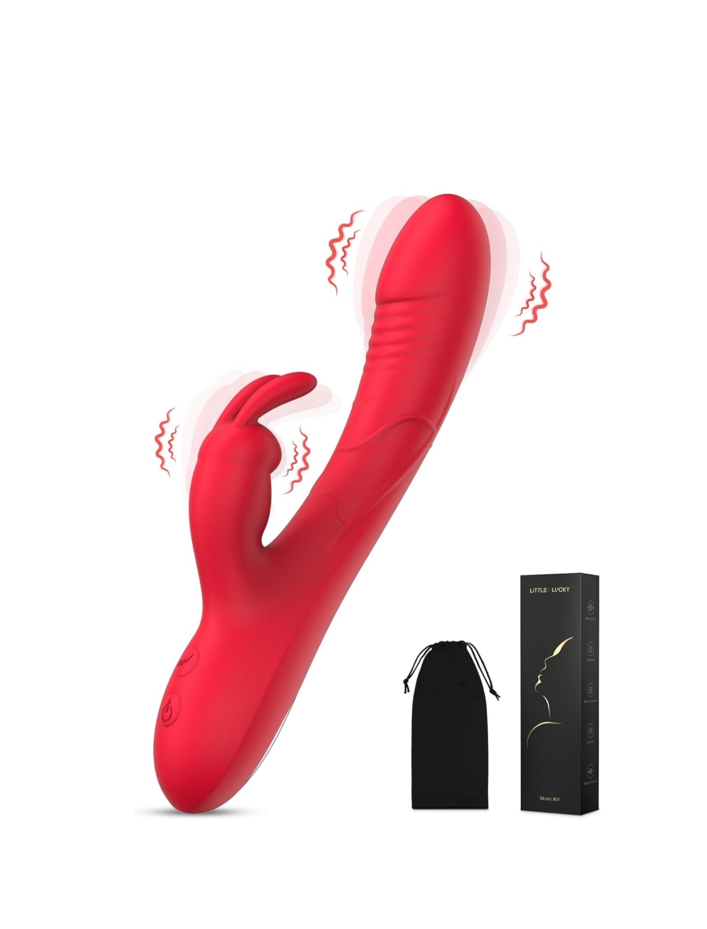 Little Lucky Sex Toys Women's Rabbit Vibrator - Made of Food-Grade Body-Safe Silicone, IPX6 Waterproof 3x7 Vibration Modes, Quiet G-spot and Clitoral Stimulation Adult Realistic Dildo Vibrator