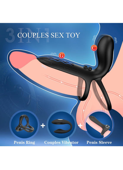 Vibrating Cock Ring Sex Toys - Couple Sex Toys Pleasure Clitoral G Spot Penis Vibrator, Silicone Penis Sleeve, Remote Control Penis Extender with 9 Vibrations, Adult Sex Toys for Men Women Couple