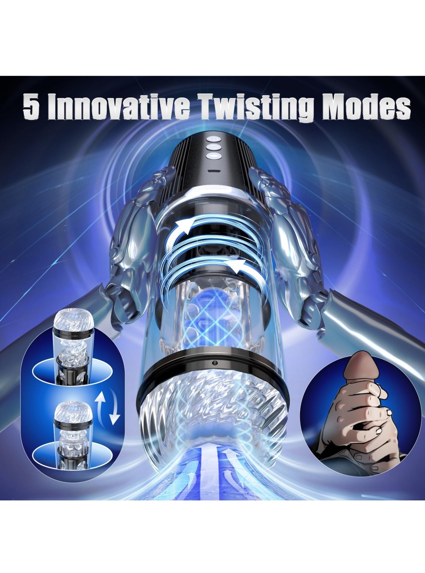 Automatic Male Masturbator Sex Toys for Men with 5 Sucking Twisting &7 Vibrations Modes, Male Sex Toy Masturbators Penis Pump, Tivino Electric Pocket Pussy Vibrating Male Stroker