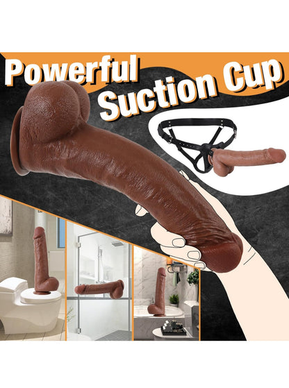 12.5 Inch Dildo Sex Toys for Women, Realistic Huge Dildos with Strong Suction Cup, Lifelike Thick Dildos Toy for Men G-spot Stimulation Hands-Free Anal Play