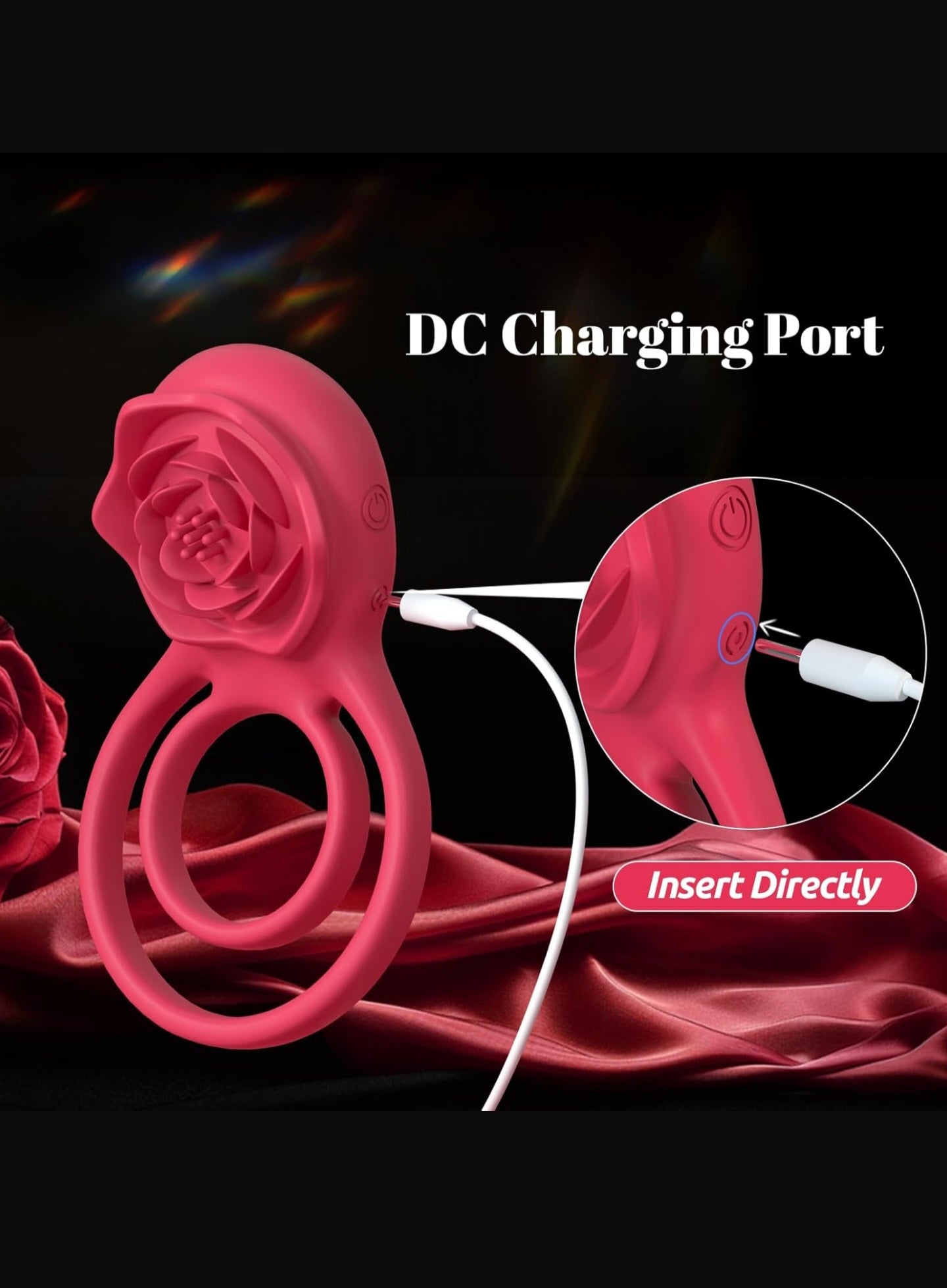 Vibrating Cock Ring with Rose Clitoral Stimulator, Pleasure Penis Ring Vibrator Couples Adult Sex Toys for Men Women, 7 Vibrations Male Couple Sex Toy