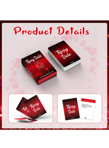 Couples Games for Adults,Drinking Game for Couples,Tipsy Date Card Games,50 Fun Dares & Questions for Date Night or Party Games,Perfect Anniversary & Valentines Couples Gifts for Him and Her