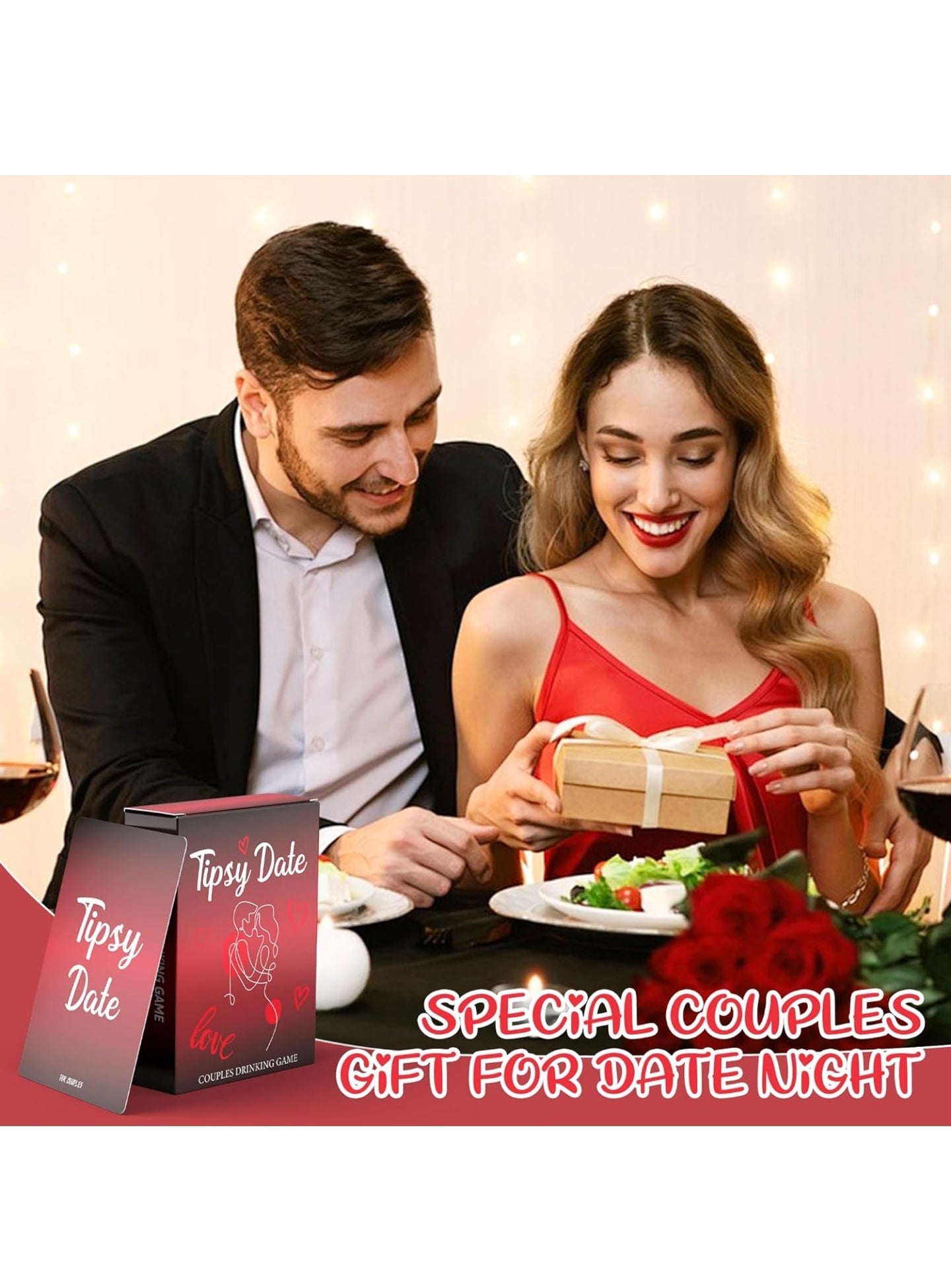 Couples Games for Adults,Drinking Game for Couples,Tipsy Date Card Games,50 Fun Dares & Questions for Date Night or Party Games,Perfect Anniversary & Valentines Couples Gifts for Him and Her