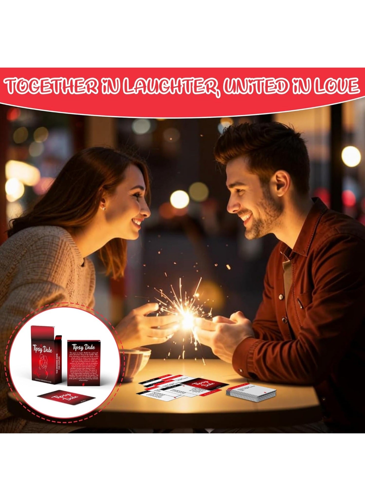 Couples Games for Adults,Drinking Game for Couples,Tipsy Date Card Games,50 Fun Dares & Questions for Date Night or Party Games,Perfect Anniversary & Valentines Couples Gifts for Him and Her