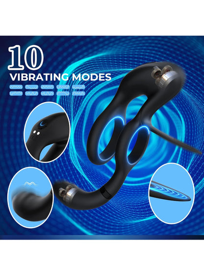 Vibrating Cock Ring Couples Vibrators: 3 in 1 Penis Ring Vibrator Sex Toys with Clitoral Stimulator, 10 Vibration Modes Penis Sleeve Medical Silicone Waterproof Sex Toys for Adult Couples