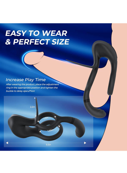 Vibrating Cock Ring Couples Vibrators: 3 in 1 Penis Ring Vibrator Sex Toys with Clitoral Stimulator, 10 Vibration Modes Penis Sleeve Medical Silicone Waterproof Sex Toys for Adult Couples