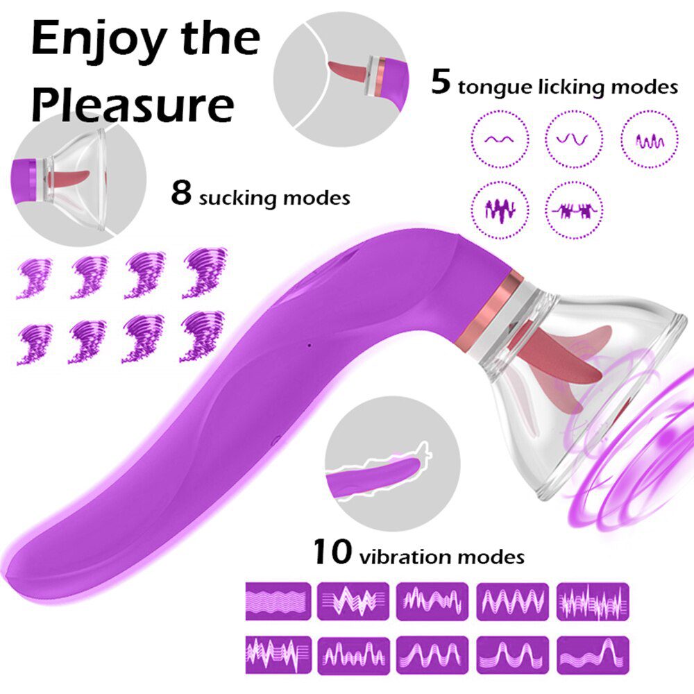 Tongue Licking Vibrator Nipple Sucker Clitoris Stimulator Labia Breast Inhale Enlarge Massage Vacuum Cup Pump Sex Toys for Women