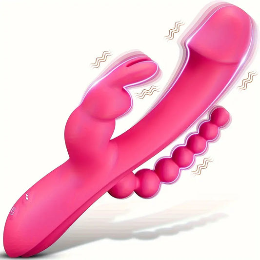 Triple Stimulation Rabbit Vibrator Sex Toys - Adult Women Pleasure Toys Female Clitoral Nipple Sex Toy with 10 Modes for G spot Anal Clit Vagina Stimulation