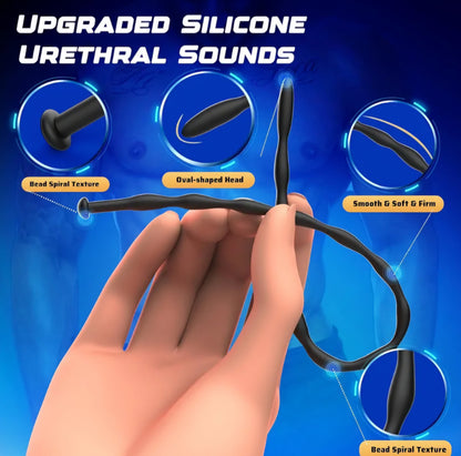 Urethra Sound Penis Plug Toy - 8 PCS Silicone Dilators Catheters & Sounds Set Urethral Plug Male Sex Toys, Sounding Rods Urethra Prostate Stimulator Sexual Pleasure Tools Adult Sex Toy for Men