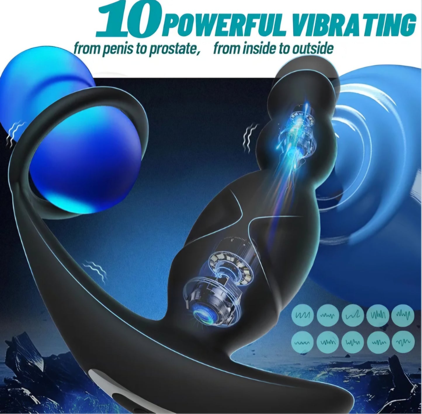 Anal Sex Toys for Men, Anal Vibrator Prostate Massager with Cock Ring, Vibrating Anus Butt Plug with 3 Rotating & 10 Vibrating Modes, Anal Beads for Gay Couples Adult Sex Toys for Man