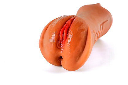 Dual-Ended Realistic Flesh-Toned Stroker - 7-Inch Multi-Sensation Pocket Pussy Masturbator Vagina Mouth Anus BlowJob