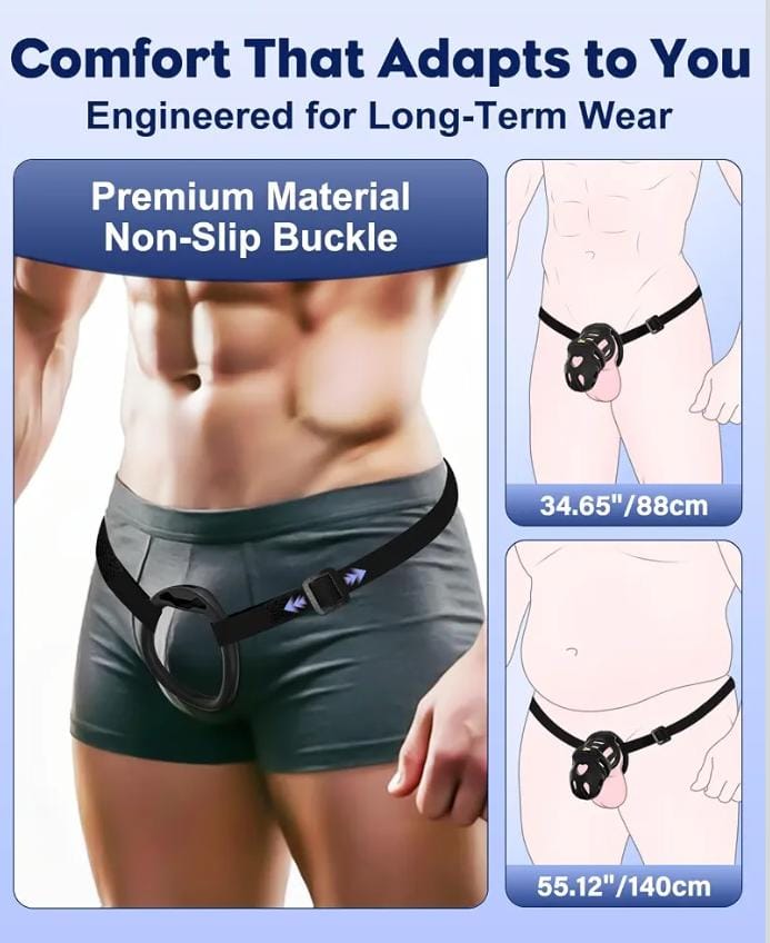Male Chastity Cage with Elastic Belt, Adjustable Fit, 4 Ring Sizes
3D Printed Lightweight Penis Cage with Invisible Lock, Breathable Comfort Fit Chastity Device for Men bondage gear Sex Toys