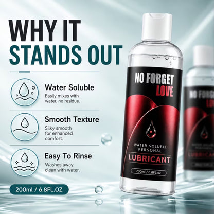 Water-Soluble Personal Lubricant | No Forget Love| Lube (200ml / 6.8 fl. oz) – Ultra-Smooth & Easy Clean-Up, Body Safe and Non Toxic