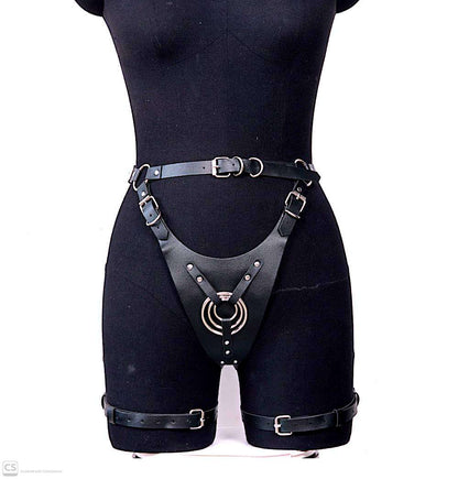 Premium Adjustable O-Ring Strap-On Harness Panty with Thigh Garters