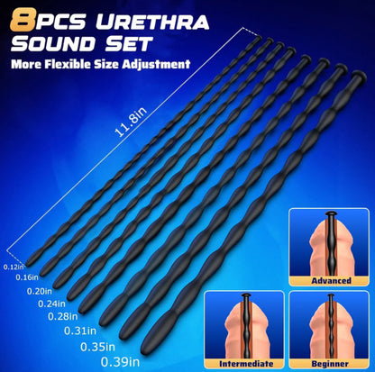 Urethra Sound Penis Plug Toy - 8 PCS Silicone Dilators Catheters & Sounds Set Urethral Plug Male Sex Toys, Sounding Rods Urethra Prostate Stimulator Sexual Pleasure Tools Adult Sex Toy for Men